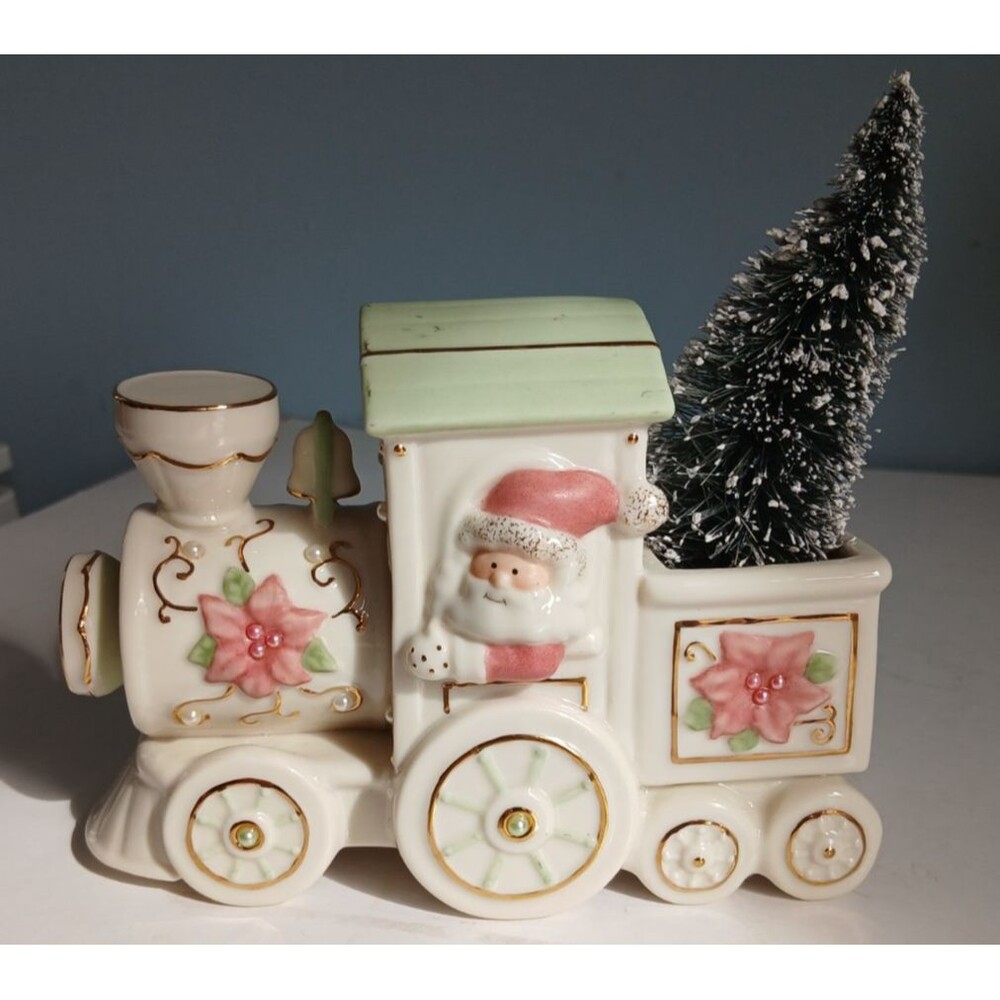 Vintage Lenox for The Holidays Christmas Santa Petals and Pearls Train Figurine